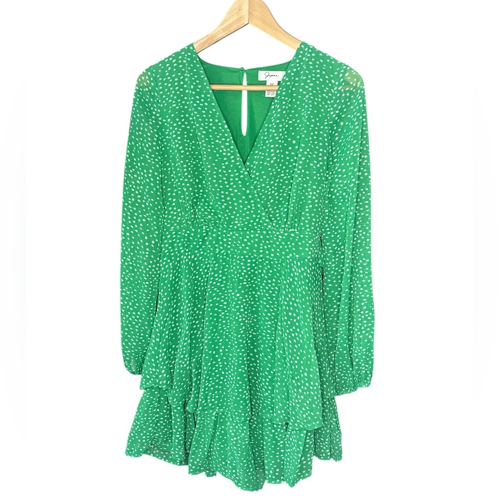 Japana Flounce Polka Dot Dress Green & White Medium